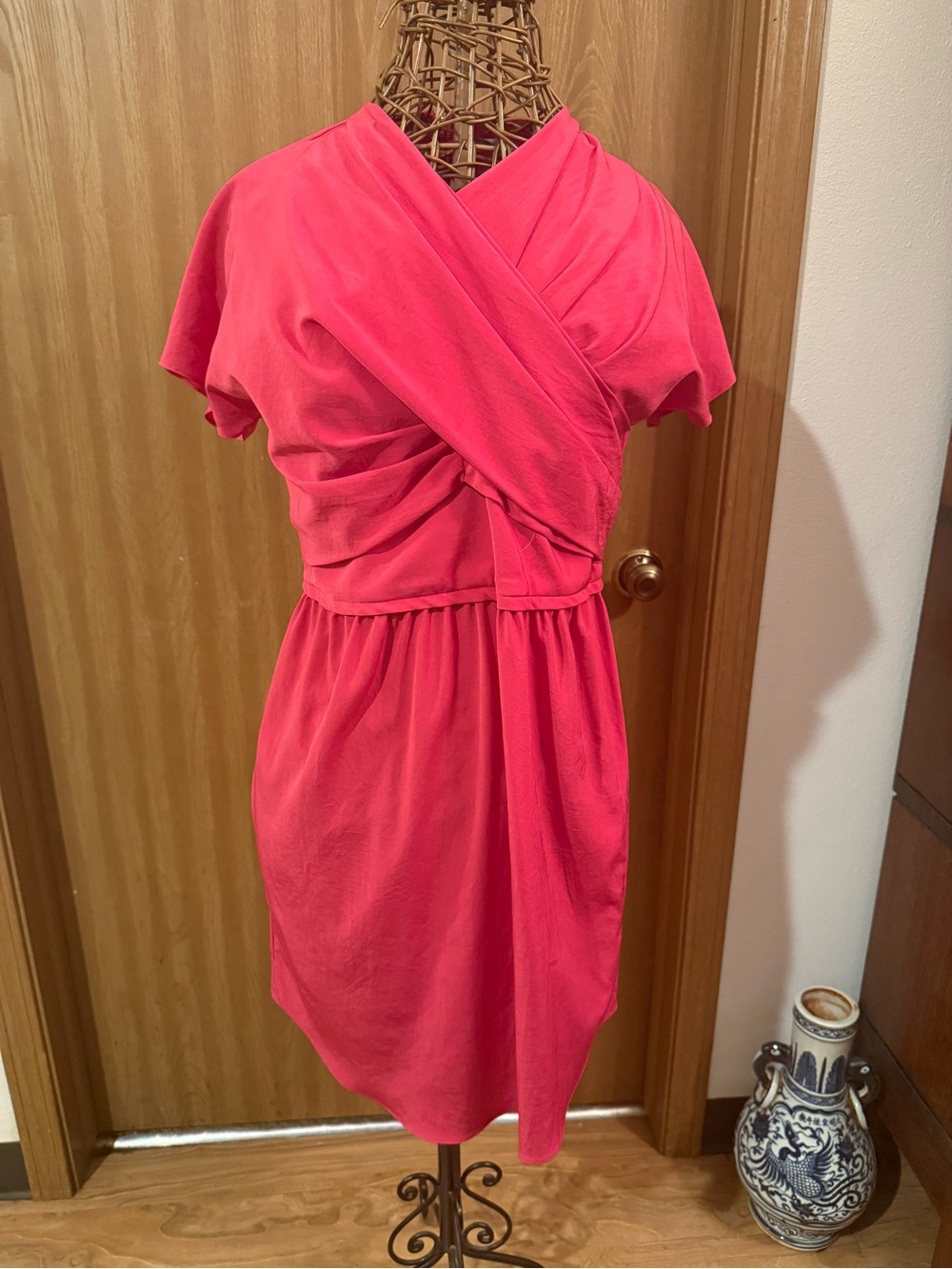 Carven Fuchsia Pink Draped Wrap Mini Dress - FR 40 / US 8